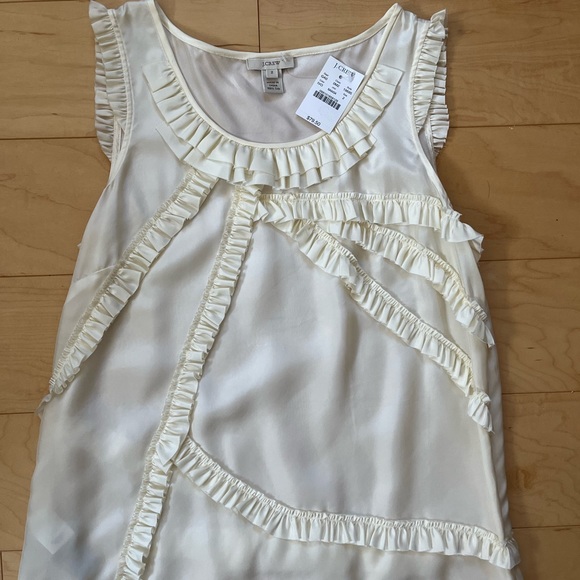 J.Crew NWT Silk Top Ivory Ruffle size 2 - Picture 1 of 4